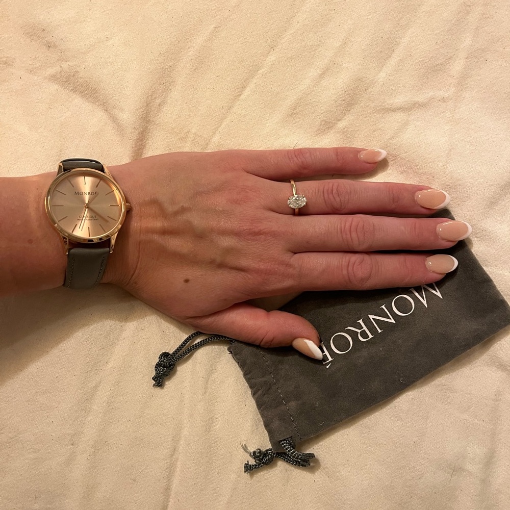 Monroe Elegant Gray Watch with Rose Gold Accents